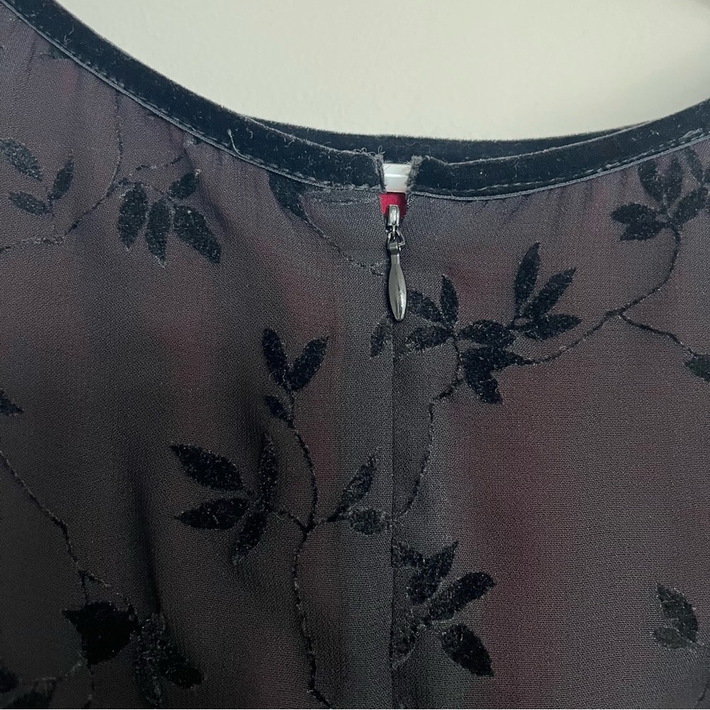 Harold's Black Vintage Sheath Velvet Slip Sheer Midi Dress - Picture 6 of 8